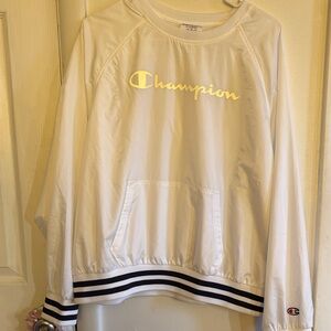 Champion Cream Pullover with Striped Cuffs